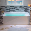WOODBRIDGE 60' Acrylic Rectangular Alcove Soaking Bathtub in White with Left Drain, Brushed Nickel pop-up Drain Included, LB428-L
