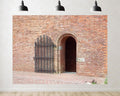 Trykid 20x10ft Historic Brick Archway Backdrop Red Masonry Wall Wrought Iron Gate Cobblestone Path Vintage Photography Background Retro Party Tapestry Decoration Photo Studio Prop Fabric