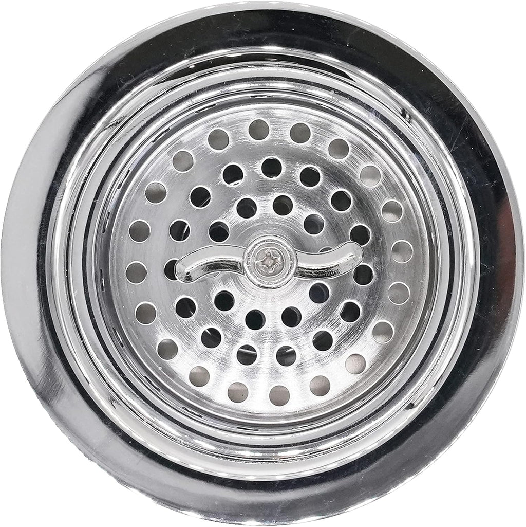 Westbrass CO2175-26 Combo Pack 3-1/2' Wing Nut Twist Style Large Kitchen Sink Basket Strainer and Waste Disposal Drain Flange with Stopper, Polished Chrome