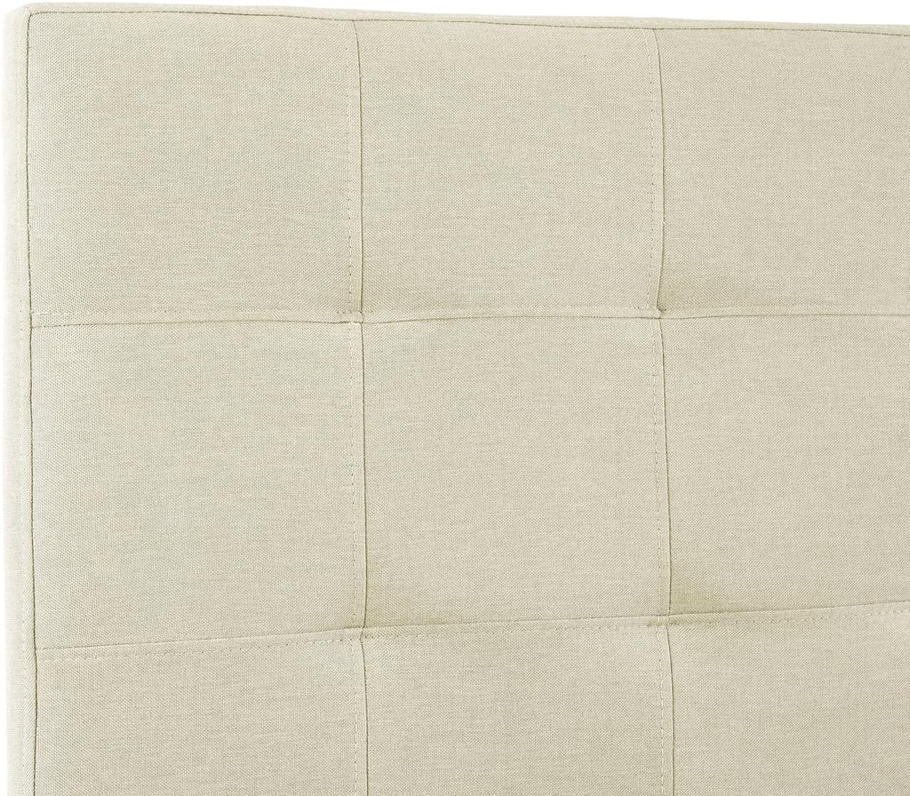 Naomi Home Jessenia Queen Headboard – Linen Upholstered Adjustable Tufted Panel with Padded Surface, Wall or Bed Frame Mount – Cream