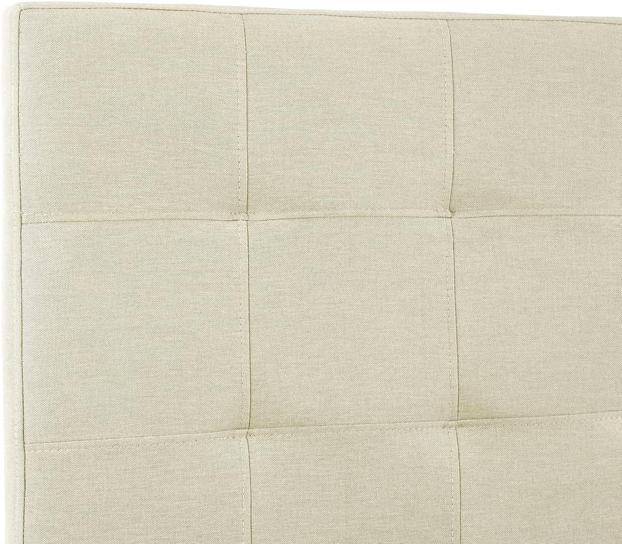 Naomi Home Jessenia Queen Headboard – Linen Upholstered Adjustable Tufted Panel with Padded Surface, Wall or Bed Frame Mount – Cream