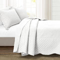 Lush Decor Medallion Scallop Embroidery Bedspread King Size 5 Piece Set White - White Bedding Set King Quilt - Lightweight Bedspreads with Pillowcases