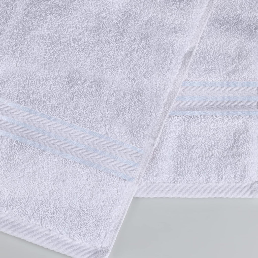 Superior Hotel Turkish Cotton 4 Piece Bath Towel Set, Ultra Plush Spa Quality Heavyweight Essentials for Bathroom, Thick Absorbent and Soft, Dobby Border, Includes 4 Large Bath Towels, White