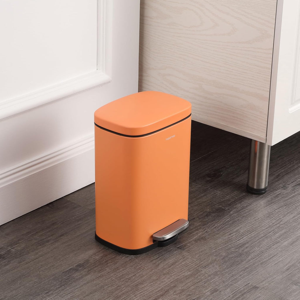 happimess HPM1006K Connor Rectangular 13-Gallon Trash Can with Soft-Close Lid and Free Mini Trash Can, Fingerprint Resistant, Modern, Minimalistic for Home, Kitchen, Office, Bathroom, Carrot Cake