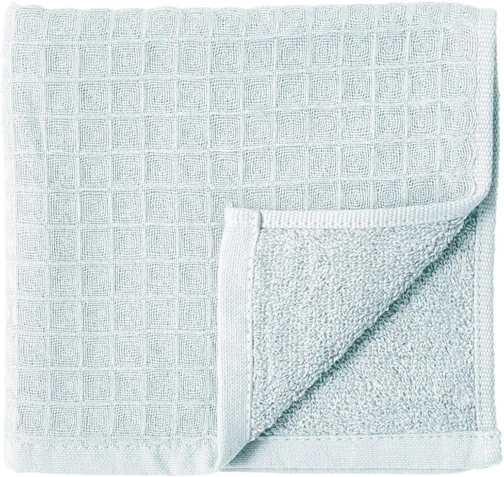UCHINO Waffle Twist Cotton Weave Towel Set for Bathroom – 2 Bath, 2 Hand, 2 Washcloths, Lightweight Absorbent Quick Dry Honeycomb Texture Solid Terry Loop Reverse, 6 Piece, Ocean
