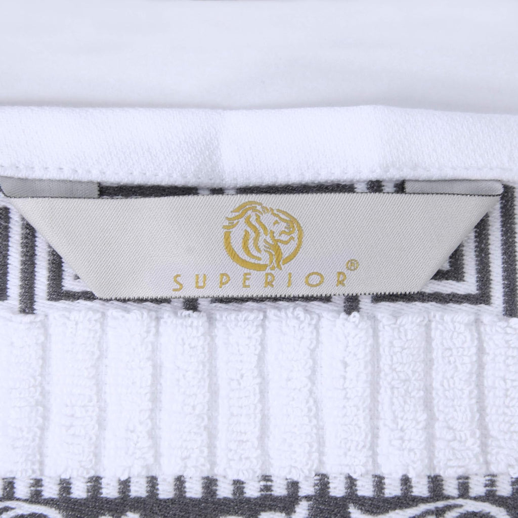 Superior Bath Towel Set, Greek/Floral Decor for Bathroom, Guest Bath, Spa, Resort, Home Essentials, Absorbent Cotton, Adults and Kids, Fast Drying Towels, Athens Collection, Grey (Pack of 16)