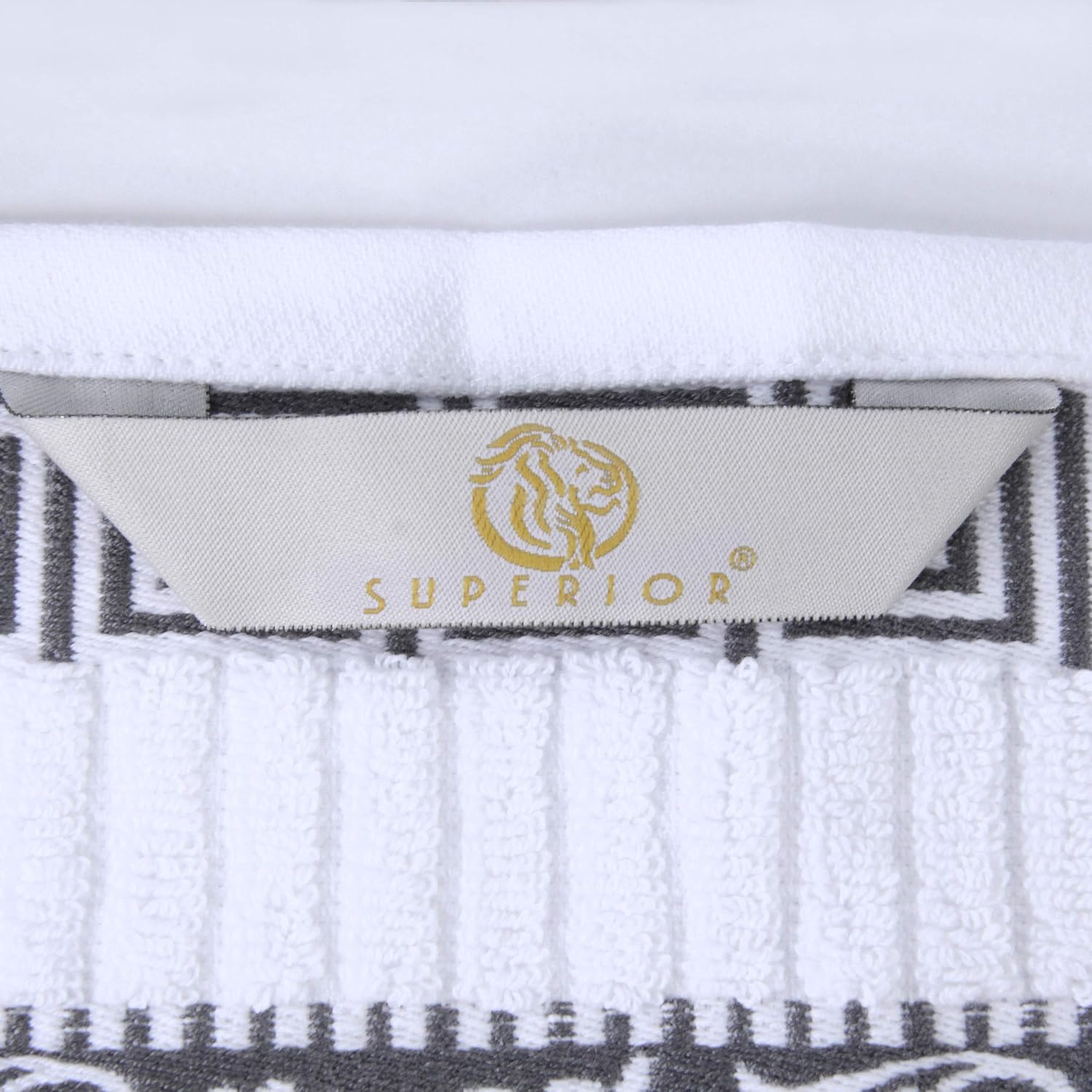 Superior Bath Towel Set, Greek/Floral Decor for Bathroom, Guest Bath, Spa, Resort, Home Essentials, Absorbent Cotton, Adults and Kids, Fast Drying Towels, Athens Collection, Grey (Pack of 16)