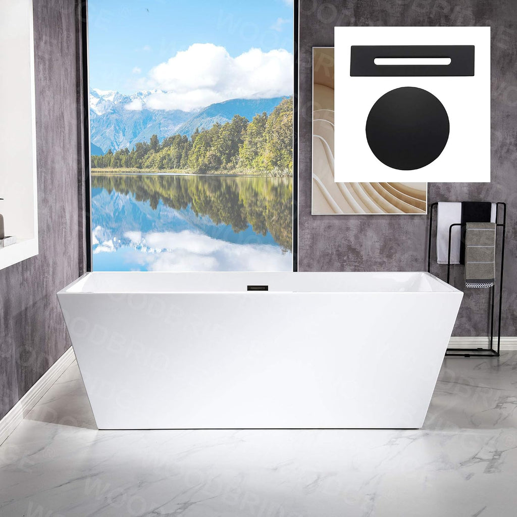 WOODBRIDGE B0003-MB-Drain &O Bathtub, Matte Black, B0003 -MB-Drain &O