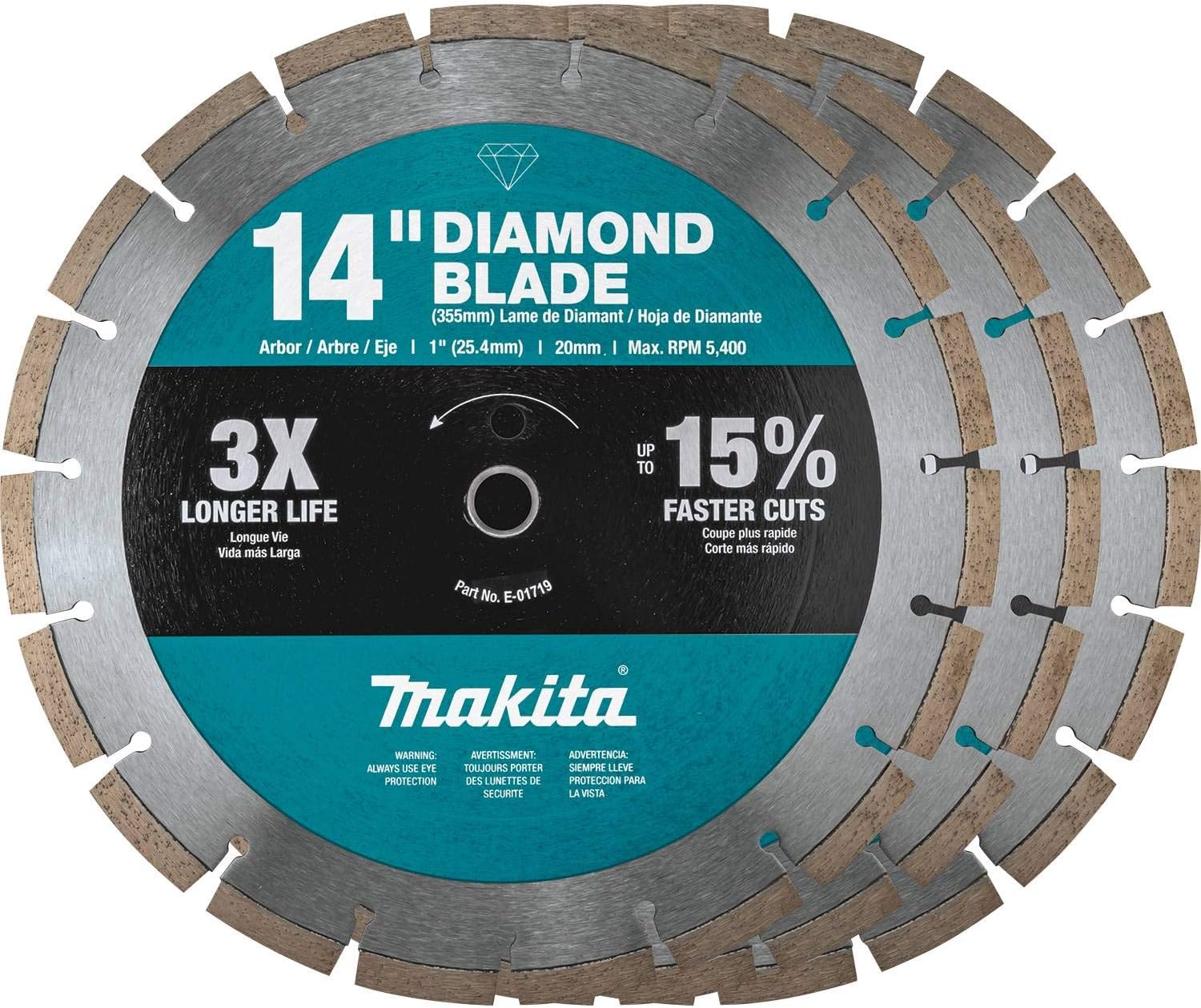 Makita B-69646 14' Diamond Blade, Segmented, General Purpose, Contractor 3/Pk