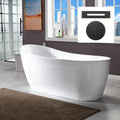 WOODBRIDGE 67'Freestanding White Acylic Soaking Bathtub with Oil Rubbed Bronze Drain and Overflow,BTA1508 -ORB-Drain &O