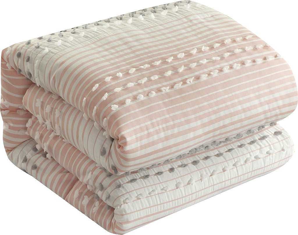 Stratford Park Pink Girls Comforter Set Califirnia King Size, Ultra Soft 7 Piece Clip Bedding Set, Matching Bedskirt, Pillows & Shams
