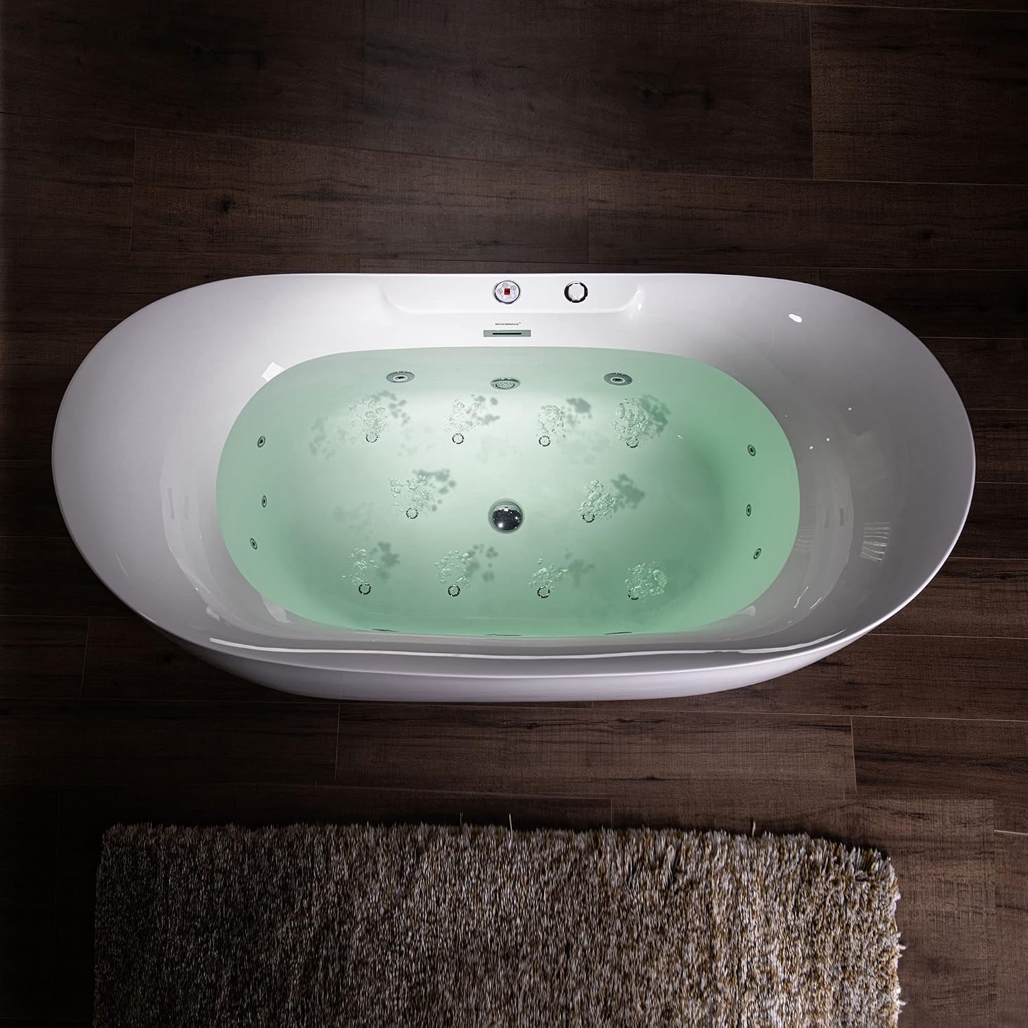 WOODBRIDGE 72' x 35-3/8' Whirlpool Water Jetted and Air Bubble Freestanding Heated Soaking Combination Bathtub with LED control panel, BJ400
