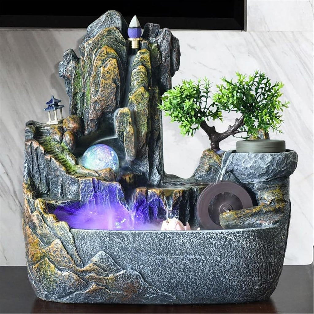 Tabletop Rockery Stream Tabletop Fountain, Meditation Indoor Waterfall for Home Office Decor(Medium)