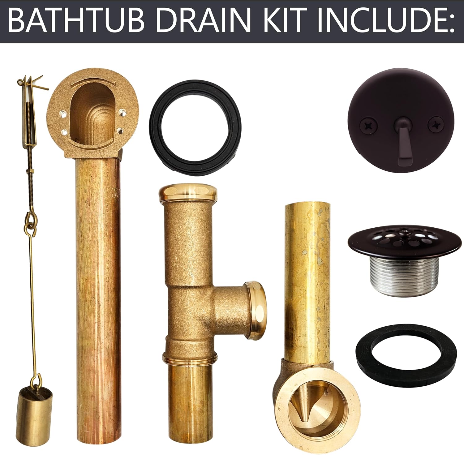 Westbrass A323-12 14' Bath Waste & Overflow Assembly with Trip Lever and Beehive Strainer Grid Drain, Oil Rubbed Bronze