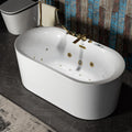 WOODBRIDGE 59' x 31-1/2' Whirlpool and Air Bath Heated Soaking Combination Tub with Adjustable Speed Air Blower, Faucet and Display Control Panel, Brushed Gold Finish Trim and Drain Kit,BG100+F0045BG