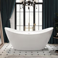 FerdY Boracay 67' Acrylic Freestanding Bathtub, Gracefully Shaped Contemporary Design Bathtub with Brushed Nickel Drain, Integrated Slotted Overflow, Glossy White, cUPC Certified, 02503