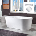 WOODBRIDGE 67' Acrylic Freestanding Bathtub Contemporary Soaking White Tub with Chrome Overflow and Drain，B0002 -CH-Drain &O