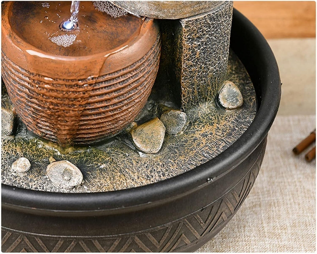 HIHELO Tabletop Fountain Retro Circulating Water Fountain Home Living Room Desktop Decoration Entrance TV Cabinet Office Decorative Fountain Indoor Fountain