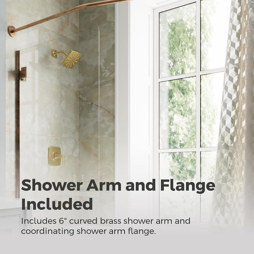 Pfister Vaneri Tub and Shower Faucet Set with Valve Single Handle Brushed Gold Finish Complete Trim Kit Push Button Diverter WaterSense Certified Bathroom Fixtures 8P8WS2VRISBG