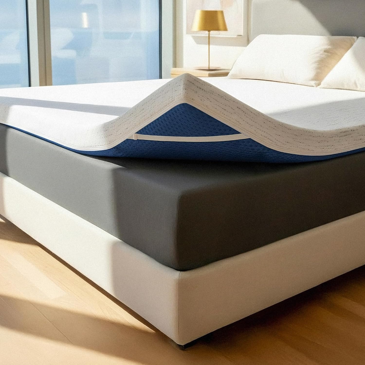 ViscoSoft 4 Inch Memory Foam Mattress Topper Twin - Select High Density Ventilated Mattress Pad - Removable Bamboo-Rayon Cover