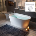 WOODBRIDGE 59' Acrylic Freestanding Bathtub Contemporary Soaking Tub, White Acrylic,Chrome Drain/Overflow,B 0014-C