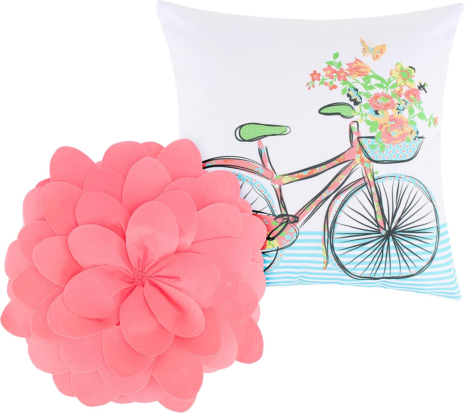 Greenland Home Watercolor Dream 100% Cotton Modern Floral Quilt Set with Decorative Pillows, 4-Piece Twin/XL, White