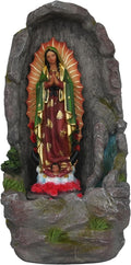 Our Lady of Guadalupe Religious Stone-Look Finish Tabletop Water Pump Fountain 17' with Led, Indoor, Virgen De Guadalupe Fuente con Bomba de Agua