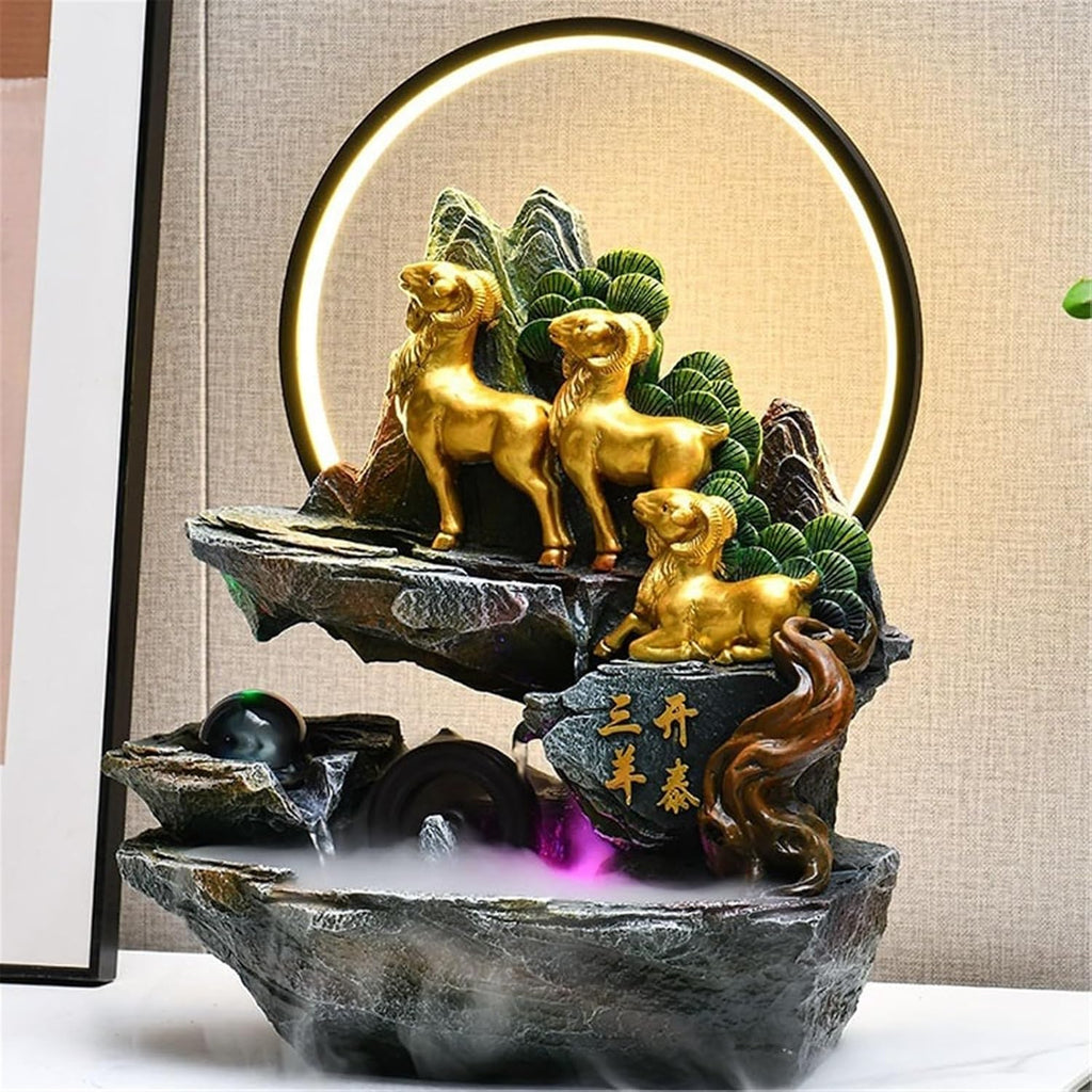 Tabletop Indoor Fountain Tabletop Rockery Fountain Feng Shui Meditation Relaxation Desktop Decor(Small)