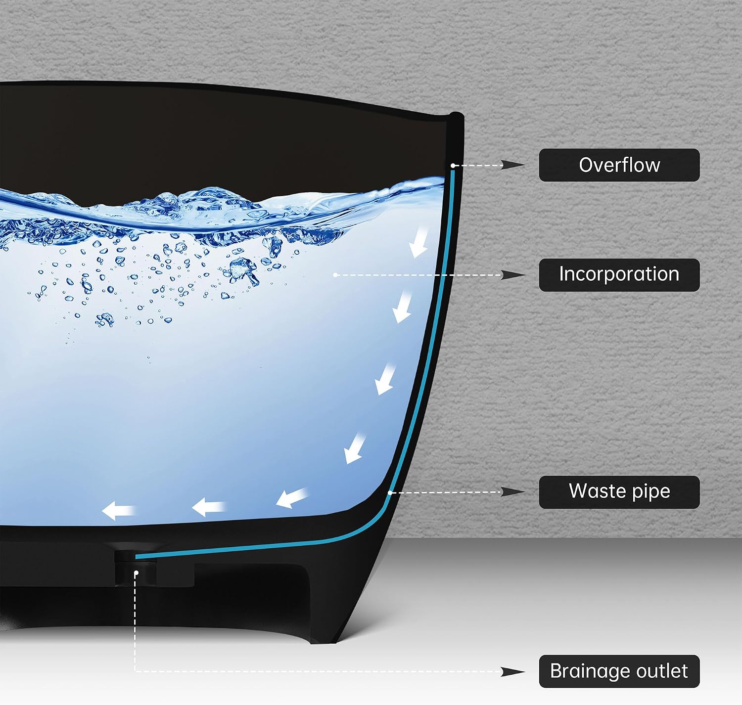 65' Stone Resin Black freestanding bathtubs，Transparent Oval Freestanding Tub Deep Soaking Bathtub Modern Tubs with Overflow and Pop-up Drain in Black