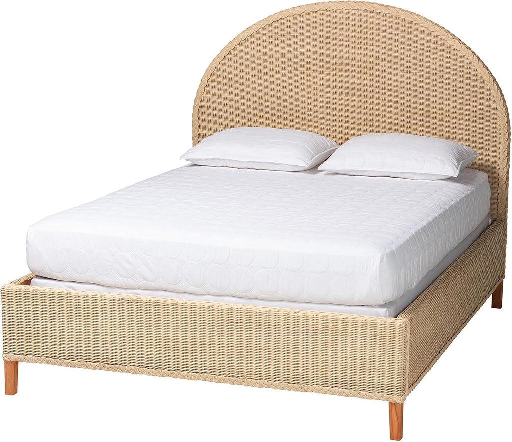 bali & pari Lanica Sun-Bleached Braided Rattan Queen Size 4-Piece Bedroom Set