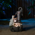 Glitzhome Outdoor Fountain 23.25' Height, Waterfall Fountains Indoor Water Fountain Freestanding Water Feature Fountains with Pump and LED Lights, Outside Garden Backyard Decor, Cute Duck