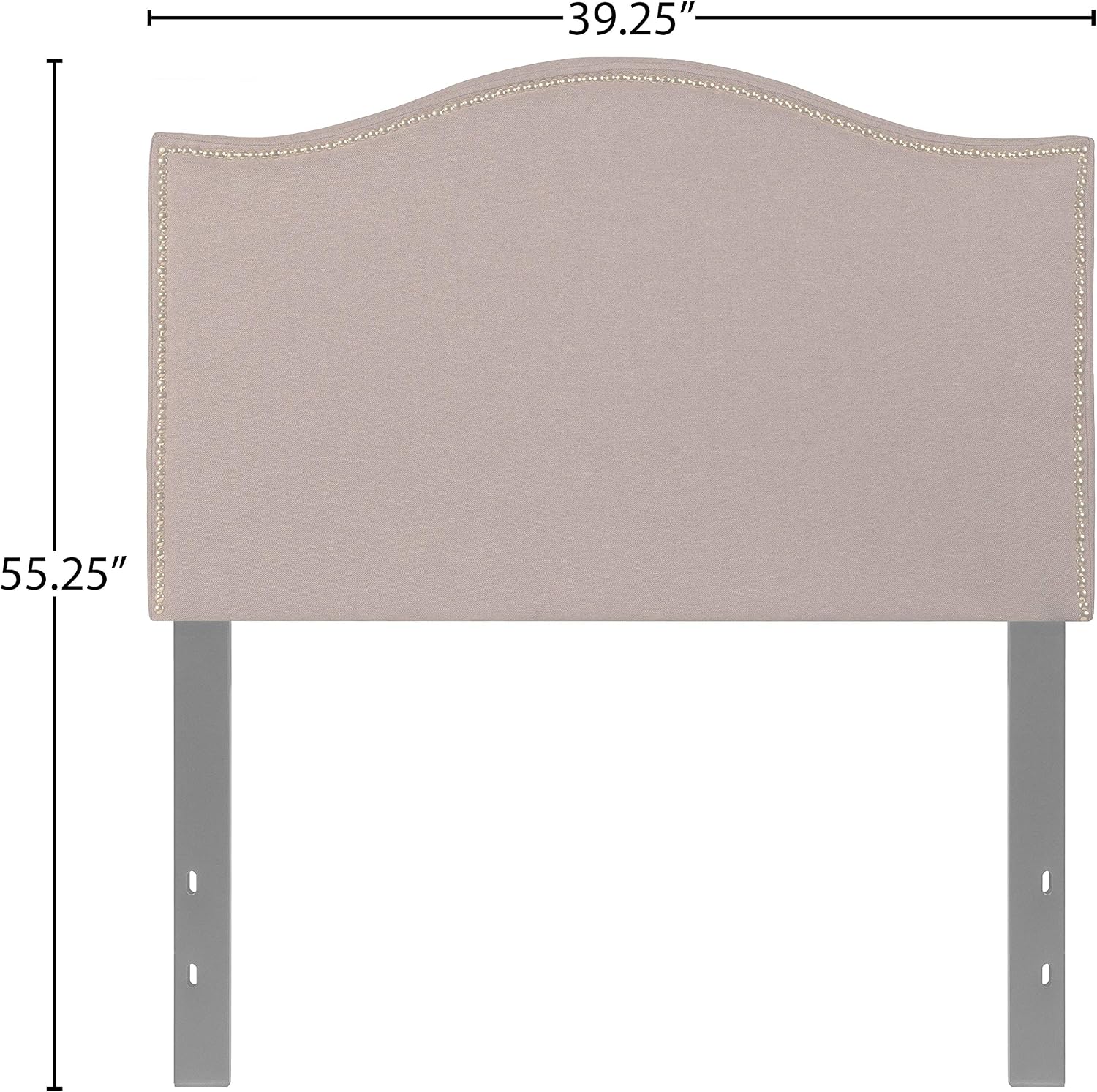 Flash Furniture Lexington Upholstered Twin Size Headboard with Accent Nail Trim in Camel Fabric