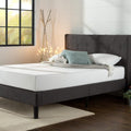 Zinus Shalini Upholstered Platform Bed Frame Mattress Foundation, Wood Slat Support, No Box Spring Needed. Easy Assembly, Twin, Dark Grey