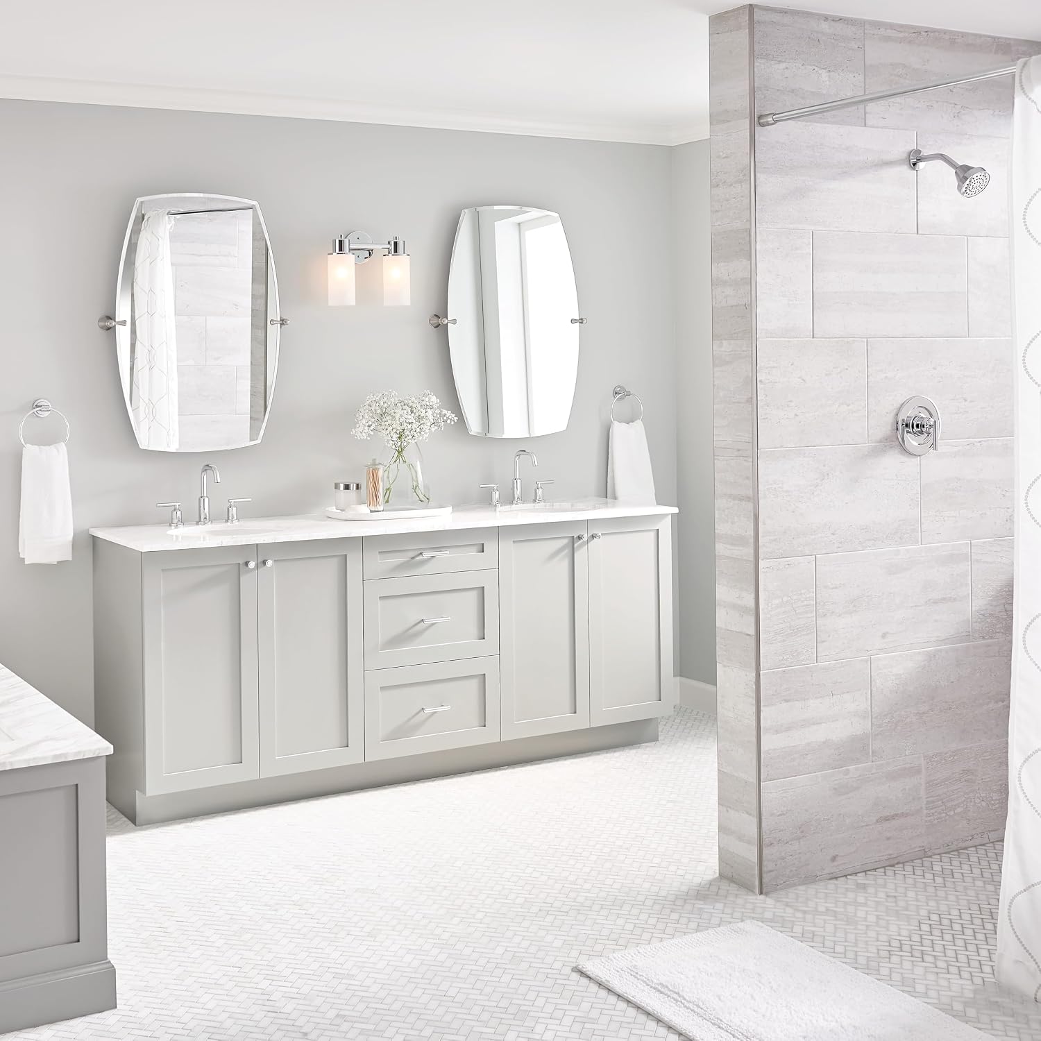 Moen Gibson Two-Handle High Arc Widespread Modern Bathroom Sink Faucet for 3-Hole Setups with Valve Included, Chrome, TV6142