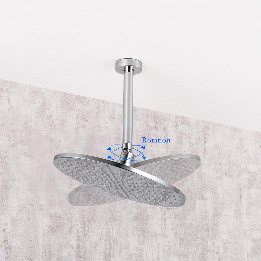 LED Shower Faucet Set Complete Two-Way Bathtub Combo withy Spray, Bathroom 12 Inch Ceiling Round Rain Shower Fixture with Handheld Kit