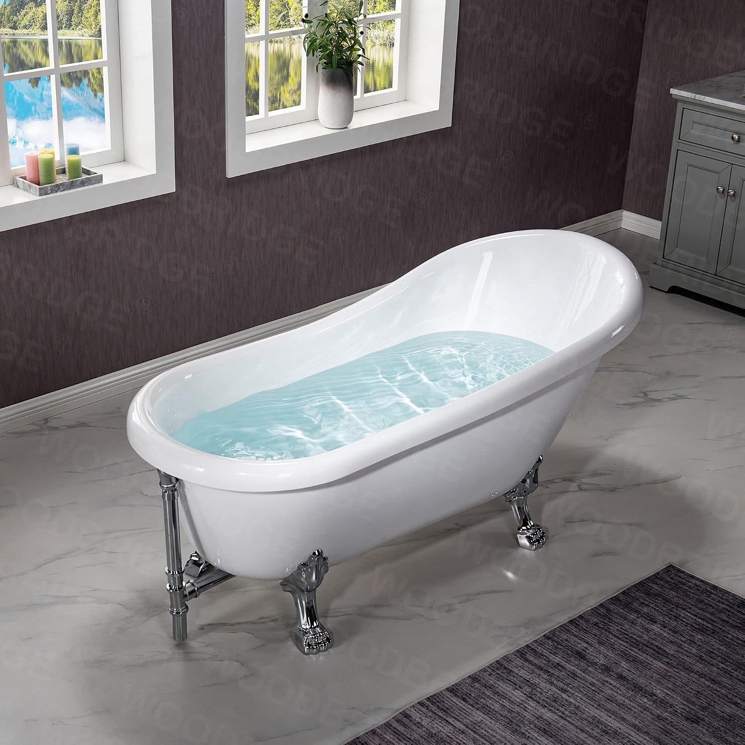 WOODBRIDGE B0023-C-Feet+C-Drain Bathtub, Chrome