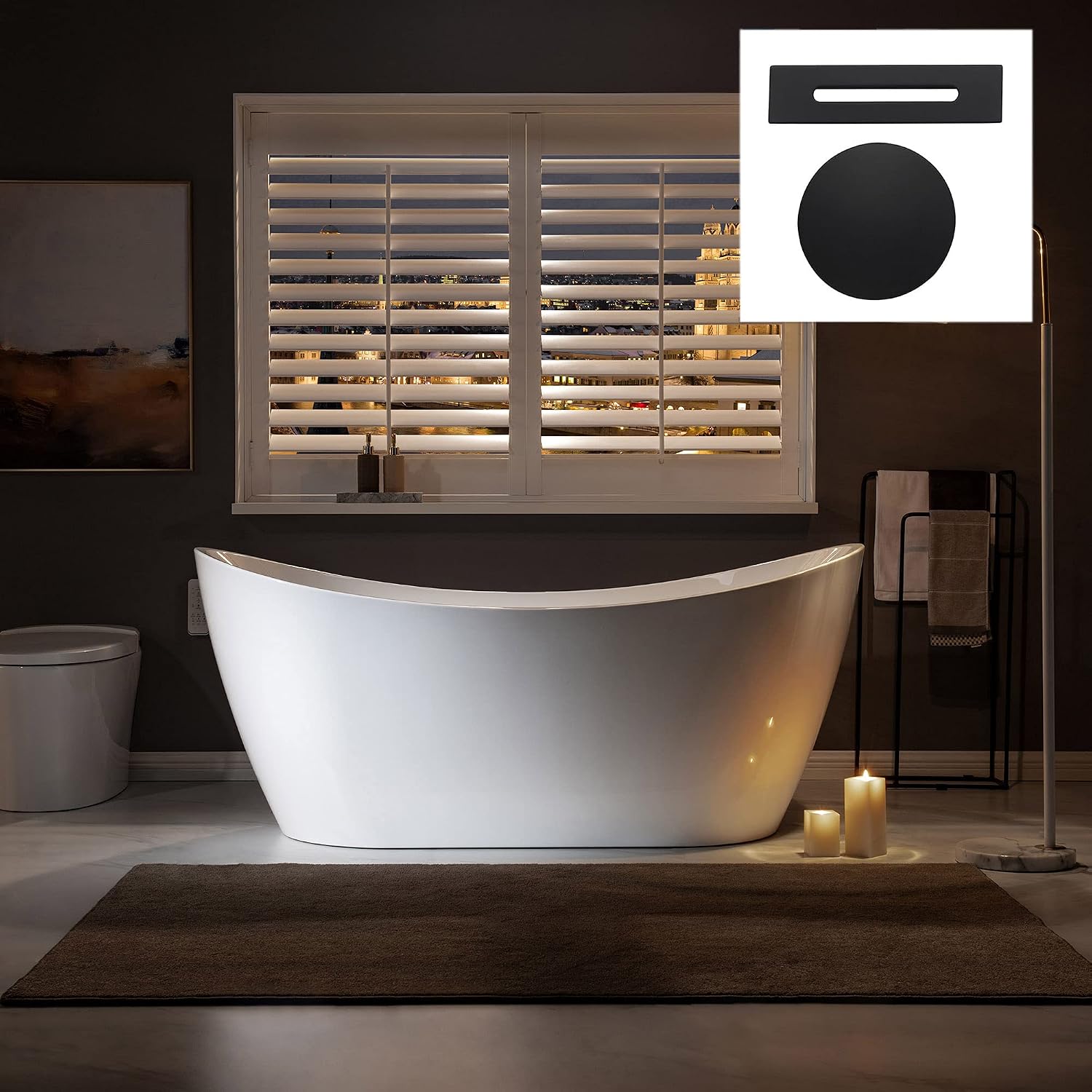 WOODBRIDGE BTA1515-MB-Drain &O Bathtub, 67 Inch, Matte Black