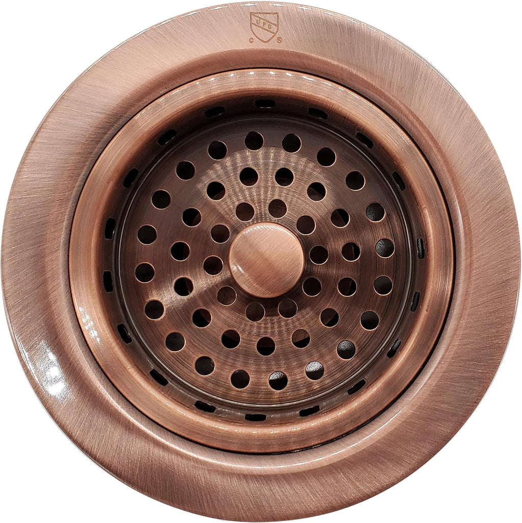 Westbrass D214-50-11 3-1/2' Post Style Large Kitchen Sink Basket Strainer, Antique Copper (50-Pack)