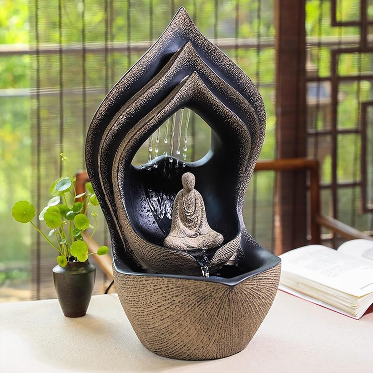 GLigeT Tabletop Fountain Chinese Style Flowing Water Decoration, Home, Office, Living Room, Porch, Desktop Decoration, Fountain Landscape Water Fountain Decor