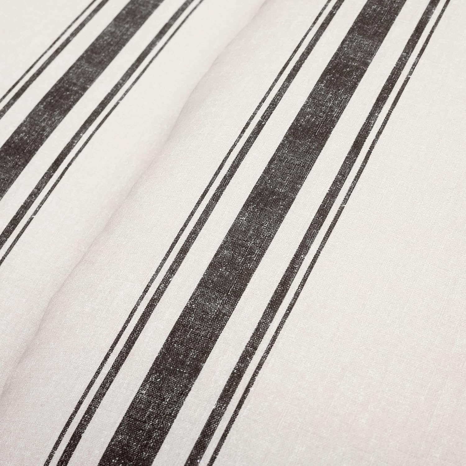 Lush Decor Farmhouse Stripe Reversible Cotton Comforter Set, 3 Piece Set, Full/ Queen, Black - Cozy Farmhouse Bedding Set - Rustic Decor - Striped Comforter - Modern Farmhouse Bedroom Decor
