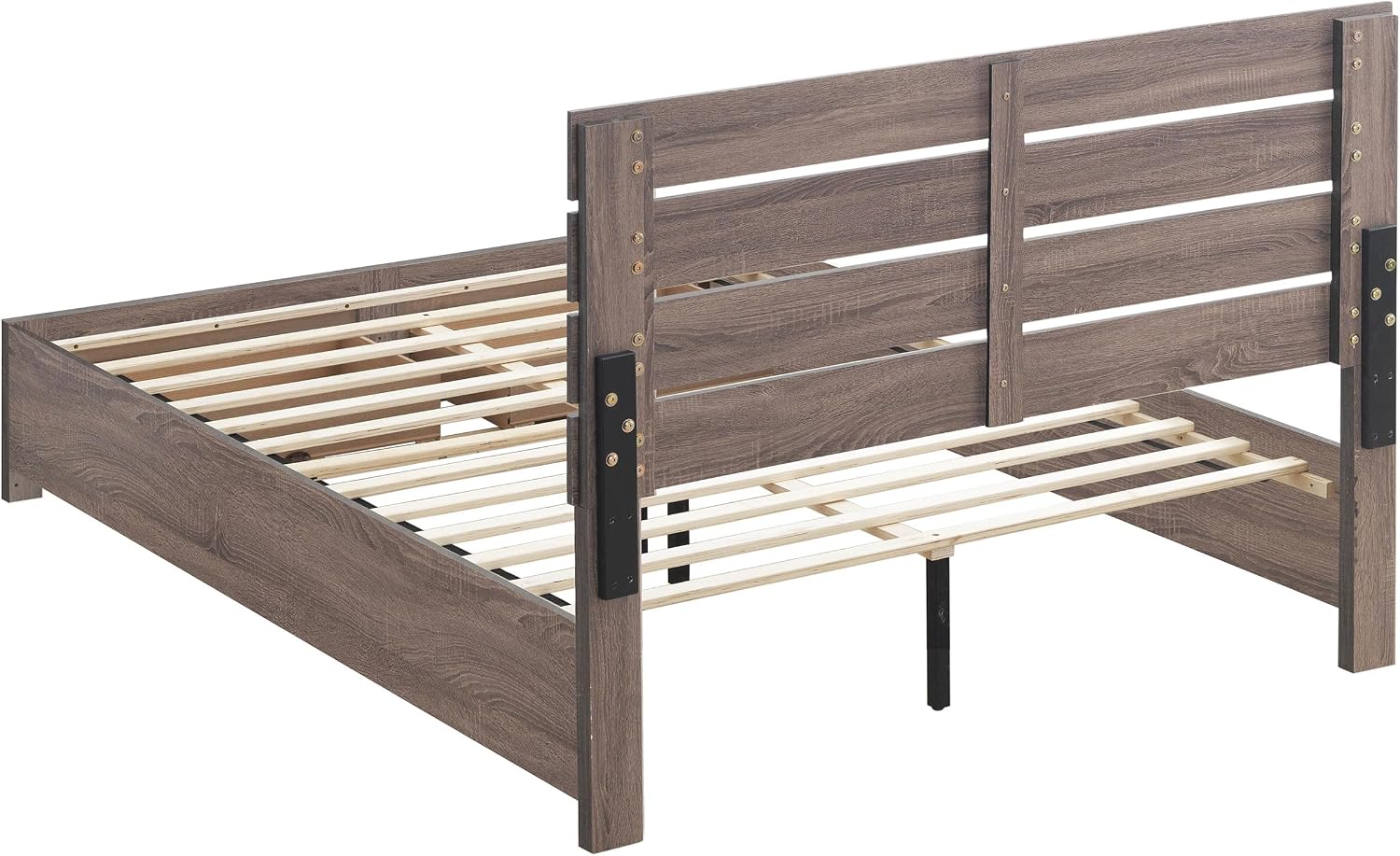 Coaster Home Furnishings Brantford Farmhouse 4-Piece Bedroom Set Queen Size Storage Panel Bed Frame 49-inch Headboard Barrel Oak 207040Q-S4
