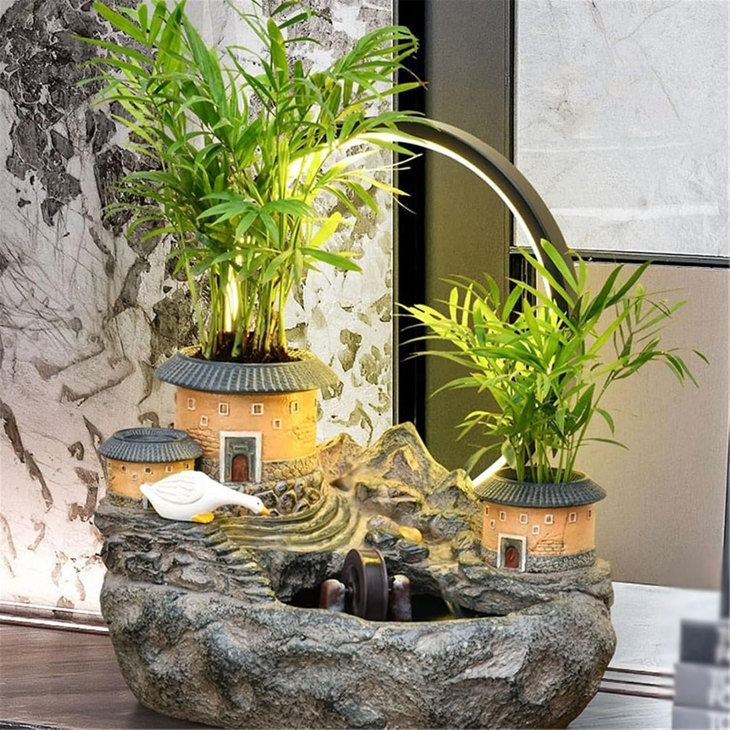 Tabletop Tabletop Fountain Rockery and Water Earthen Building Ornaments for Home Decor Decor