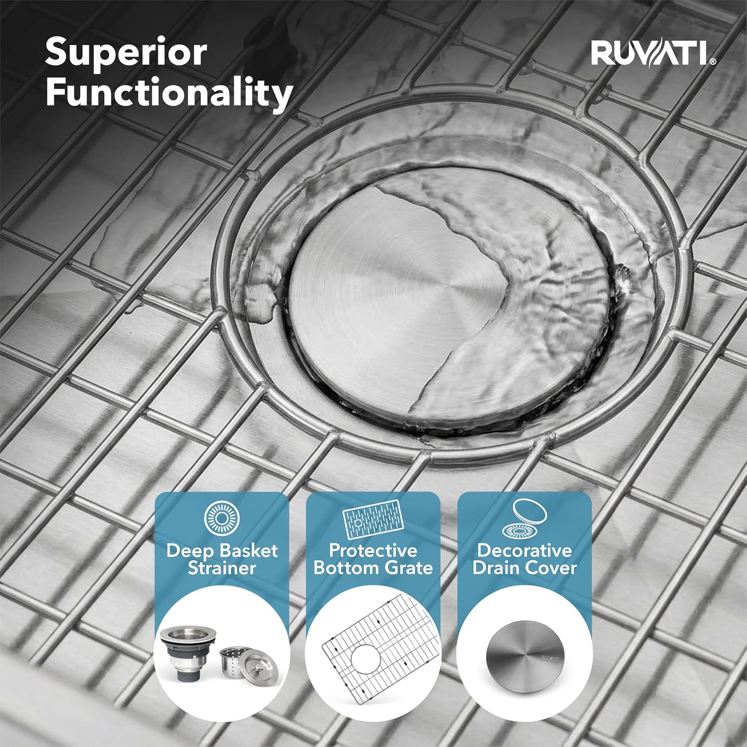 Ruvati 36-inch Slope Bottom Offset Drain Reversible Kitchen Sink Undermount 16 Gauge Stainless Steel - RVH7497