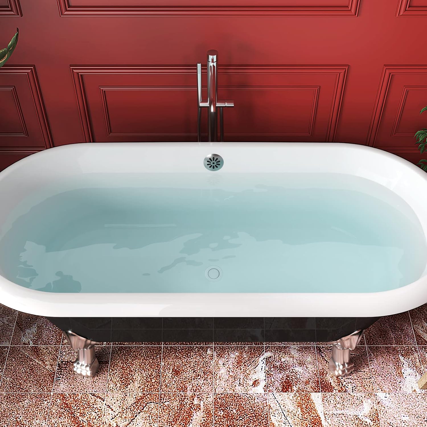 67' Acrylic Freestanding Bathtub, Free Standing Clawfoot Tub, Soaking Tub with Integrated Slotted Overflow, Toe-Tap Chrome Drain, cUPC Certified, Matte Black