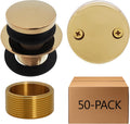 Westbrass D93K-01 Universal Fine or Coarse Thread Replacement Bathtub Tip-Toe Drain Plug with 2-Hole Faceplate, Polished Brass (50-Pack)