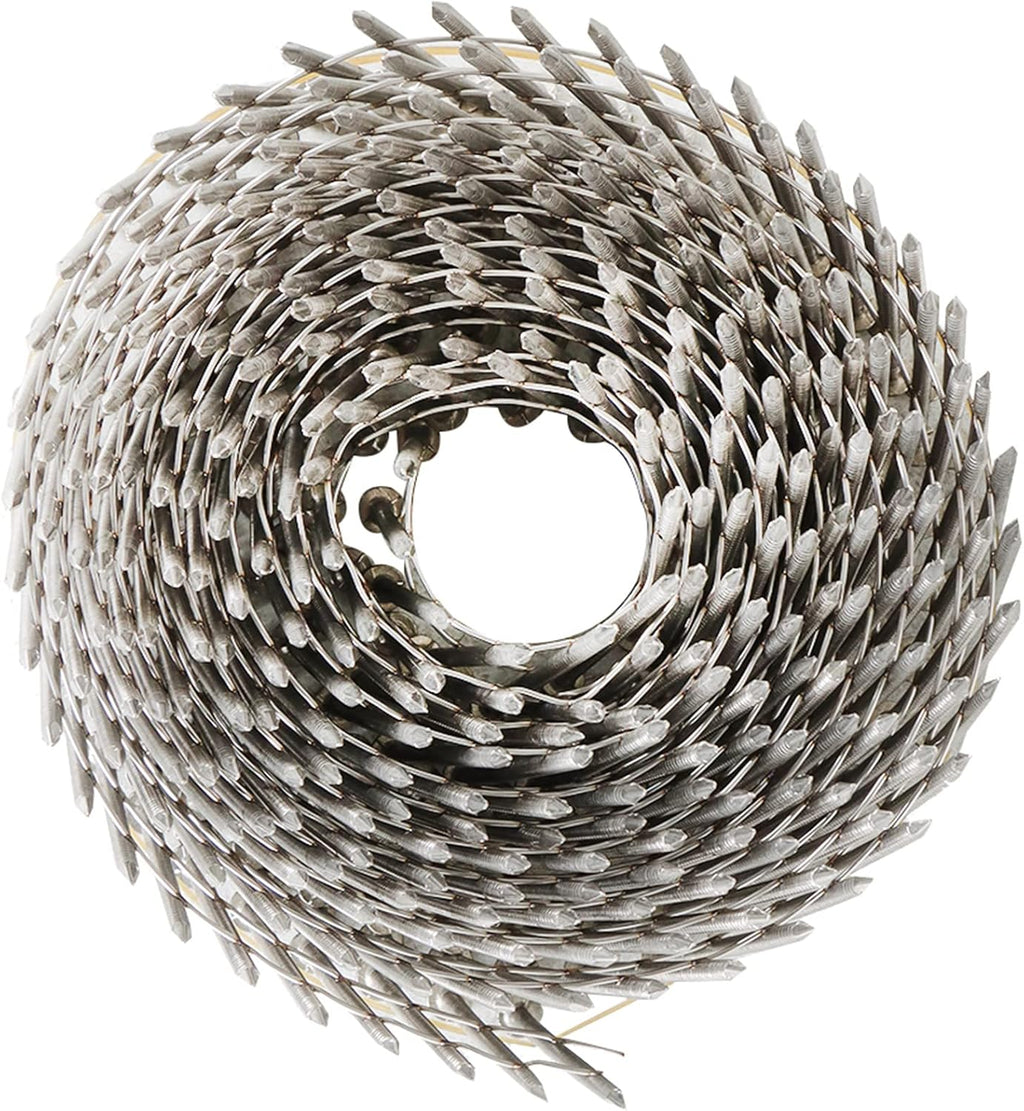 marddpair 3600 Count 2-Inch x .090-Inch 15-Degree Ring Shank Stainless Steel Siding Nails Collated Wire Coil for Wood Siding or Fencing