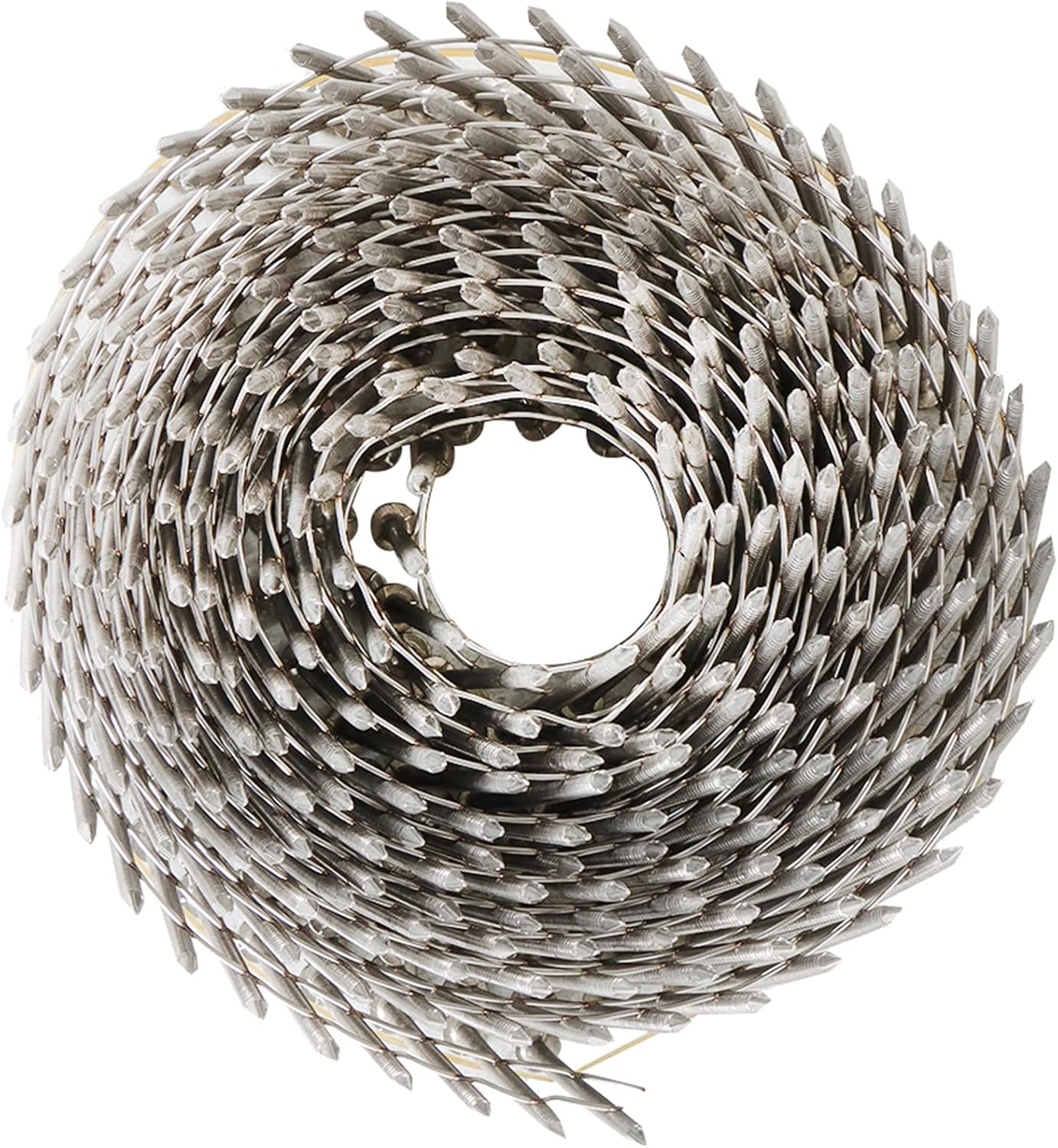 marddpair 3600 Count 2-Inch x .090-Inch 15-Degree Ring Shank Stainless Steel Siding Nails Collated Wire Coil for Wood Siding or Fencing