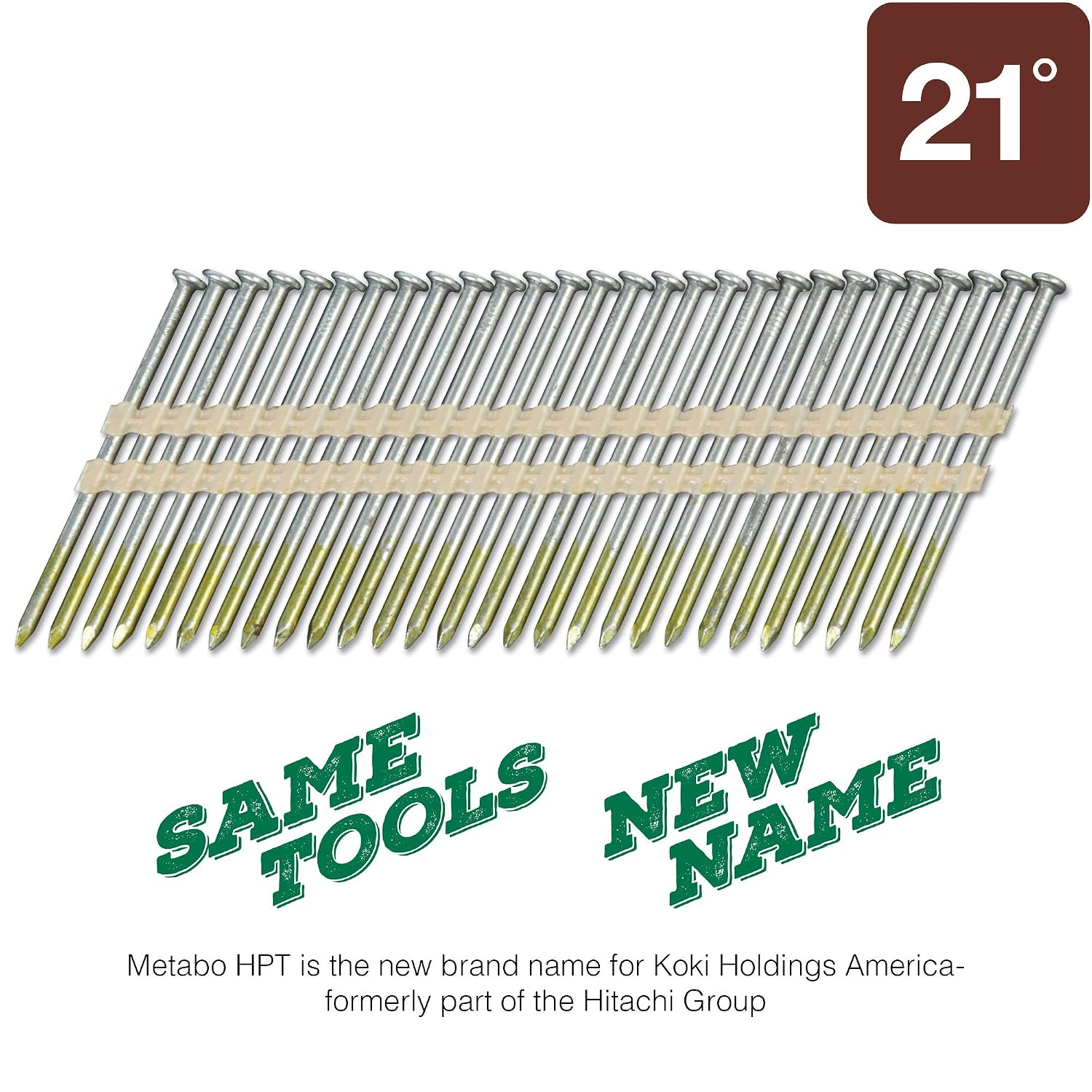 Metabo HPT Framing Nails | 3 in. x .131 | 21 Degree | Full Round Head | Smooth Shank | Bright Basic | Plastic Strip | 4,000 Count | 10110HPT