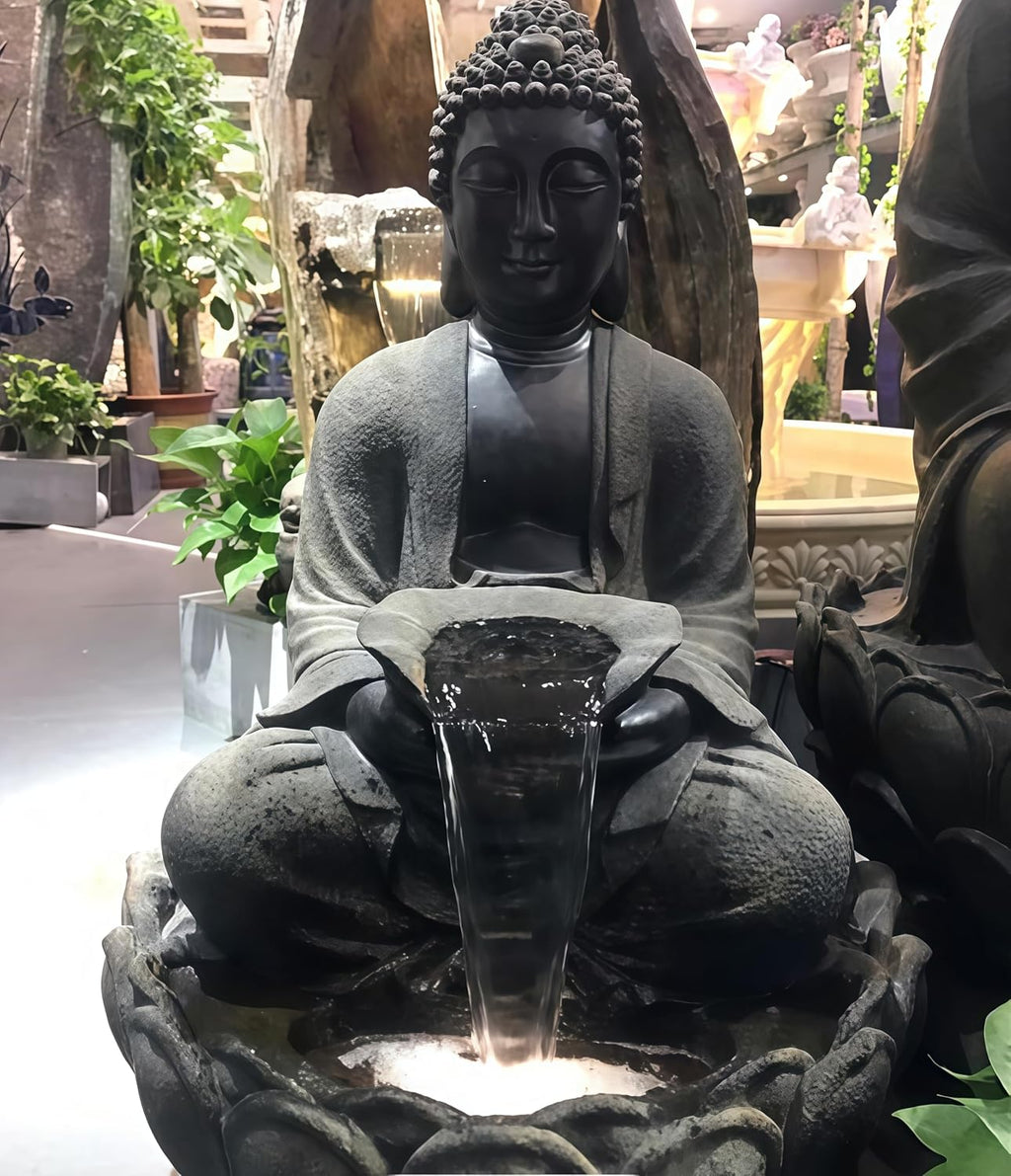 Outdoor Water Fountain Outside, Garden Fountain, Buddha Statue Outdoor/Indoor for Home, Buddha Decor & Gifts, Buddah, Buda, Budda, Buddhas, Chinese Decor & Gifts, Feng Shui (Medium)