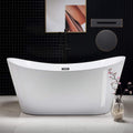 WOODBRIDGE 67' Acrylic Freestanding Bathtub Contemporary Soaking White Tub with Oil Rubbed Bronze Overflow and Drain，B0010 -ORB-Drain &O